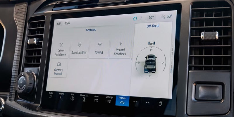 Ford F-150 touchscreen infotainment and available towing technology